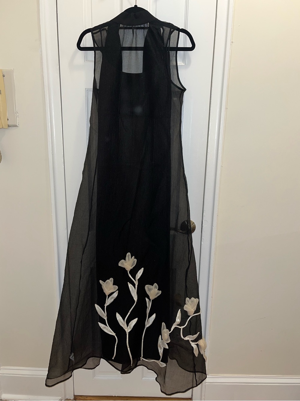 STAUD Albee Maxi Dress Gown Black White Floral Bow Cocktail Small - Picture 6 of 9